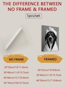 1 szt. w ramce, spersonalizowany, niestandardowy wydruk na płótnie z portretem zwierzaka, zabawny pies czytający gazetę na toalecie z opaską na ręcznik, dekoracja ścienna do łazienki bez ramki, wysokiej jakości plakat na płótnie do domu, biura, klasy, wyjątkowy prezent dla miłośników zwierząt, dekoracja ścienna ze zdjęciami psów, zabawny design, szczegółowa grafika, wielofunkcyjny, ozdobny, wielokrotnego użytku, wykwintny, stylowy, wysokiej jakości, kolorowy, nowoczesny, niestandardowy, spersonalizowany, niepowtarzalny, idealny prezent dla niego, idealny prezent dla niej, dla chłopaka, taty, dziewczyny, mamy, rodziny, przyjaciół, herbaciarni, domu, ogrodu, biura, na rocznice, na Walentynki, na Dzień Matki, na urodziny, na Dzień Ojca, na ukończenie szkoły, na ślub, na parapetówkę, spersonalizowane artykuły dekoracyjne do domu - Wielokolorowe - Zobacz 2