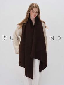 1pc Women Solid Color Soft Knit Scarf, For Daily Use For Dress - Coffee Brown - View 8