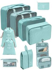 10 pièces/set Sac de voyage en polyester, organisateur de maquillage portable moderne pour le voyage