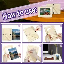 1 قطعة إطار صورة خشبي غير مكتمل، طقم حرفي يشمل إطار خشبي غير مكتمل، 6 أقلام ملونة، 1 ملصق ماس كريستالي لزخرفة الإطار ومشاريع فنية مخصصة، إطار عرض رأسي للمكتب، لوحة غير مكتملة وإطار خشبي زخرفي، ديكور المنزل، مشاريع فنية مخصصة، عرض صور مخصص ومشروع فني هدية لعيد الميلاد والتخرج