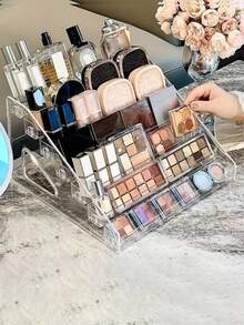 7-Tier Acrylic Stepped Display Rack, Transparent Multi-Layer Makeup Organizer Shelf For Blind Box, Cosmetics Storage,Makeup Bag,Travel Essential - Multicolor - View 3
