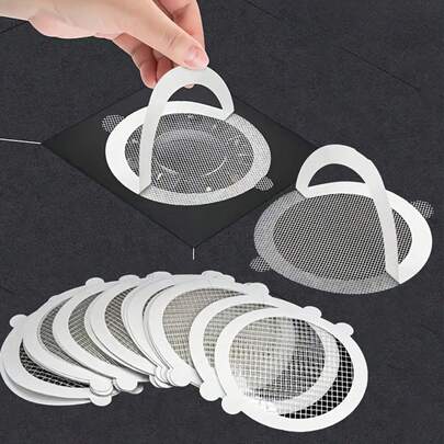 10pcs Disposable Bathroom Hair Catcher Drain Cover, Sink Strainer For Kitchen, Bathroom, Prevent Clogging Bathroom Accessories Bathroom Tools
