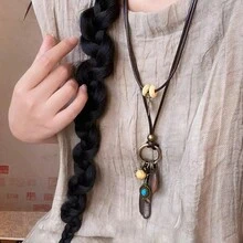 1件/2件/3件禅意长羽毛项链，复古叠戴项链（女士），复古美式嘻哈男士项链，新款波西米亚风配饰 - 彩色 - 查看 10