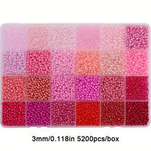 5200pcs 3mm Seed Beads Kit, Mix Colors Glass Seed Beads Kit For Jewelry Making, DIY Round Bead Craft Gift Bracelet Necklace, Enhance Friendship