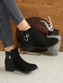 Women's Fashion Starry Sky Print Western Style Side Zipper Ankle Boots And Short Boots, Ankle Boots & Booties, Fall, Holiday Autumn/Winter