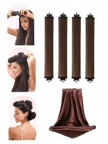 3/4/5Pcs Hair Rollers Set, Satin Heatless Curling Set - Hair Rollers, Headband Hair Curlers & Hot Rollers, To Sleep In, High Resilience Rubber Filling, Softer ,Hair Styling Tools