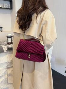 勃艮第刺绣链条绗缝女士单肩包/斜挎包