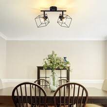 Glitzerlife Ceiling Spotlight Ceiling Lamp 2 Flames Black - E14 Ceiling Light 350° Swiveling Vintage Lamp Metal Ceiling Spots Bedroom Lamp For Living Room Hallway Kitchen - Without Bulb - 2 火焰 - 查看 8