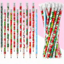 12 lápices navideños + 1 sacapuntas, colores y patrones aleatorios, lápices HB con borradores, adecuados como rellenos de calcetines navideños o regalos para amigos y compañeros de clase