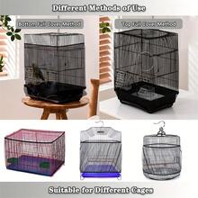 Birdcage Seed Catcher - A Universal Elastic Nylon Net Cover Suitable For Parrot Cages, Featuring A Reusable Lightweight Skirt To Prevent Food Spillage, With Adjustable Round And Square Fencing And A Breathable Design. - White - View 11