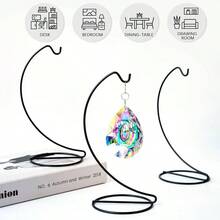 3 Pack 9 Ornament Display Stand Iron Hanging Stand Ornament Hanger Holder Decor Display Holder Hook Glass Globe Plant Terrarium Table DecorGold