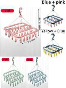 1pc Rotating 32-Clip Plastic Drying Rack, Multifunctional Clothes Hanger, Space-Saving Folding Hanger For Socks, Underwear And Small Garments, Suitable For Bedroom, Clothing Store, Birthday, Party, Thanksgiving, Friend, Christmas, New Year Gift