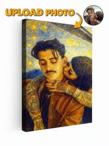 Personalisierter Leinwanddruck im Van-Gogh-Stil, lade dein Foto hoch, personalisiertes Kunstgeschenk für Familie, Freunde, Erinnerungsstück, Raumdekoration