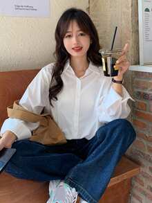 Autumn New Fashion Minimalist Design Versatile Elegant Niche Long Sleeve Shirt - White - View 4