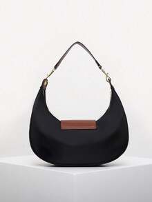 Dedoo 新月包通勤包简约单肩腋下手提包，印花时尚简约链条单肩，上班，派对，2025情人节礼物，大气，温柔优雅，适合大学生，女性，淑女，各种场合都很实用。 - 黑色 - 查看 3