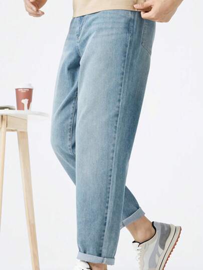 CAMEL CROWN Men's Tapered Jeans New Spring And Summer Washed Retro Cotton Breathable Casual Trousers