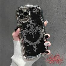 Gothic Heart Cross Design Element-Design Phone Case, Suitable For IPhone Models 16, 15, 14 Pro Max, 13, 12, 11, XR, XS Plus Phone Cases, Made Of TPU Silicone Material, Providing Shock And Drop Protection, With Drop Protection Function, And Has A Very Good Hand Feel.It Is The Most Suitable Gift For Family, Friends, And Loved Ones. - [silvery] - View 8