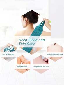3 قطع مجموعة فرشاة تقشير الجسم - تشمل فرشاة ظهر، قفاز استحمام وإسفنجة استحمام