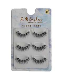 3 Pairs Faux Mink Lashes 3D Transparent Stem Mink Lashes Invisible Band Natural Black Faux Mink False Eyelashes Full Strip Reusable, Long Transparent Stem False Lashes Cat Ear Fine Stem European And American Makeup Mixed Blood Eye Makeup Chemical Fiber Thick Lx9 Devil 3 Pairs, Transparent Stem False Eyelashes Crossed Natural Thick Elongated Fine Stem Cross-Border Southeast Asia New C47