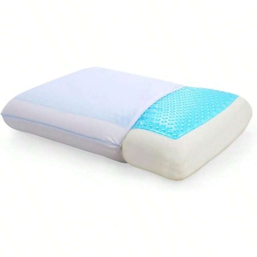 Cool Gel Cooling Pillow For Sleeping Standard Size Cooling Memory Foam Pillow For Hot Sleepers Reversible Ergonomic Design Pressure Relief Spine Alignment Side Back Contouring Support - trắng - Xem 1