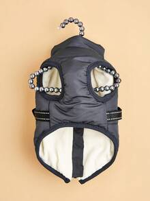 2pcs Dog Jacket Vest, Cotton Padded Harness Leash For Small Dogs, Winter Warm Outfit