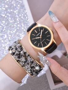 SOKI SOKI 1 Set de reloj de mujer, collar de metal personalizado con incrustaciones de piedras preciosas y cristales multicolor, aretes, pulsera y anillos. Juego de joyería de moda perfecto para uso diario, regalos de cumpleaños, fiestas, reuniones festivas y como regalo ideal para ti o tus amigos.