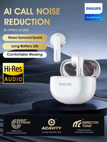  Philips TWS Bluetooth wireless headphones, TAT1199,AI noise reduction,Spatial sound effects, long battery life, Low latency, waterproof for sports, non-pressure to wear