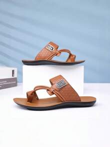 男士夏季新款轻便透气防滑 EVA 鞋底拖鞋，时尚休闲系带沙滩拖鞋 - 棕色 - 查看 6