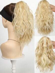 Tóc giả đuôi ngựa dài 14 inch có dây rút, màu nâu nhạt và vàng bạch kim pha trộn, sợi tổng hợp, kiểu xoăn. - Nhiều màu - Xem 18