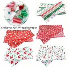 20/30pcs Christmas Gift Wrapping Paper, Party Decoration Art Paper, Suitable For Gift Packaging, Bouquet Packaging, Art Crafts, DIY, Packaging Bags, Friends' Gifts, Festive Holiday Packaging, Christmas Tree & Reindeer Design, 5 Colors To Choose From
