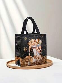 22个圣诞无纺布礼品袋，金色和黑色圣诞无纺布礼品袋（带手柄），可重复使用的黑色和金色圣诞礼品袋，圣诞袜，圣诞雪人，圣诞树，圣诞礼盒图案，精美的圣诞元素，高品质礼品包装袋，无纺布防水礼品袋，非牛皮纸材质！用于糖果、饼干和派对用品。 - 彩色 - 查看 5