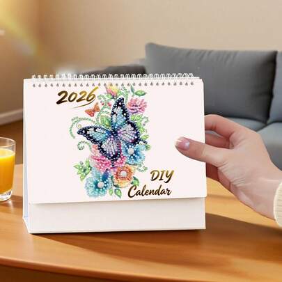 1 Set Adult DIY Diamond Painting Calendar Kit, 5D Diamond Painting Set, Multicolor Butterfly Patterns, Adult Diamond Art Suitable For Desktop Decor, High-End And Practical, Adult Diamond Painting Kit, Suitable For Adult Beginners To Make Diamond Art Crafts, Paint By Numbers, Christmas Diamond Art, Diamond Art Accessories, Ideal Gift For Family And Friends On Christmas, Halloween And Valentine's Day