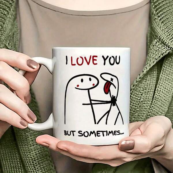 1 pezzo Tazza in ceramica con motivo LOVE, tazza da caffè, tazza da latte, tazza da tè, adatta per bevande calde e fredde, perfetta per caffè/tè, lavabile in lavastoviglie e microonde, regalo di San Valentino, regalo di compleanno, per casa e ufficio, adatta per coppie e amici