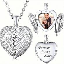 [Personalisiert] Personalisierte Foto-bedruckter Engelsflügel Herz Anhänger Halskette, eingravierter Name, Valentinstag Geschenk, Schmuck Erinnerungsgeschenk für beste Freunde und Familie, multifunktional, dekorativ, wiederverwendbar, exquisit, stilvolle, hochwertige, farbige, moderne, individuelle, personalisierte, einzigartige, ideale Geschenke für ihn - Verschiedenfarbig - Übersicht 3