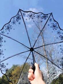1/6pcs Elegant Transparent Bridal Wedding Umbrella - Waterproof Bride Shower Gift And Bachelorette Party Photo Prop, Suitable For Outdoor Ceremony, Rainy Day Backup Umbrella And Bridesmaid Gift - Vintage Style Parasol
