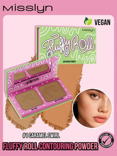  MISSLYN Fluffy Curly Contouring Powder, Pressed Powder, Bronzer, Caramel Bronzer, Face Contour Makeup Kit, Smooth Texture, Long-Lasting, Cool-Toned, Natural Makeup Look