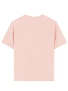 Camiseta de manga corta con cuello redondo y estampado gráfico casual para niños y adolescentes, top de verano - Rosa - Ver 2