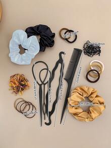 1109pcs/Set Women's Brown Tone Hair Accessories Set, Fashionable Satin Scrunchies, High Elastic Seamless Hair Ties, Unique Caramel Color Disposable Hair Bands, Stretchy Ponytail Holders, Minimalist Style For Casual, Party, Daily Use (No Gift Box)