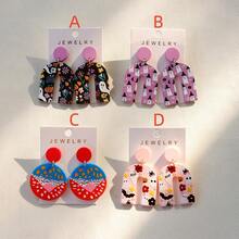 1 pereche de cercei cu pandantiv acrilic cu elemente de groază cu fantome drăguțe și amuzante de Halloween, cadou pentru petrecere și sărbătoare pentru femei