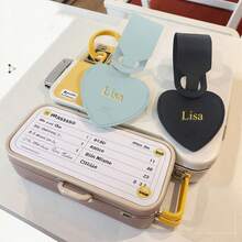 1pc Creative Heart-Shaped Boarding Pass Luggage Tag, Writable Leather Luggage Tag, Advertising Gift, Boarding Information Tag, Personalized Customization, Name Design, Letter Upper And Lower Case Tags, Flip Tag, Anti-Loss Luggage Tag, Christmas Gift, Saudi National Day Gift, Customized Exclusive Gift For Loved Ones, Family And Friends,New Year Glamour - Multicolor - View 4
