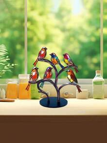 1 PIEZA Figura decorativa de pájaro de acrílico encantadora, decoración de pájaro de madera plana estilo europeo, pájaro de acrílico colorido en una rama, decoración de habitación, figura decorativa de pájaro de estilo moderno para mesa, adornos decorativos, para decoración del hogar, decoración del baño, se puede usar como regalo para Halloween, Navidad, Día del Padre, Pascua, Día de la Madre, pieza decorativa para novio/novia, decoración de la habitación, decoración de la sala de estar, decoración de la oficina - Multicolor - Ver 12