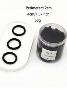 50pcs/ Girls' Basic High Elasticity Hair Ties For Ponytail, Hairstyle (Assorted Colors) Casual Women's Solid Casual Headband, Business Trip Bathroom Hair Washing Rope Headband, Black Headband, High Elasticity Rubber Band