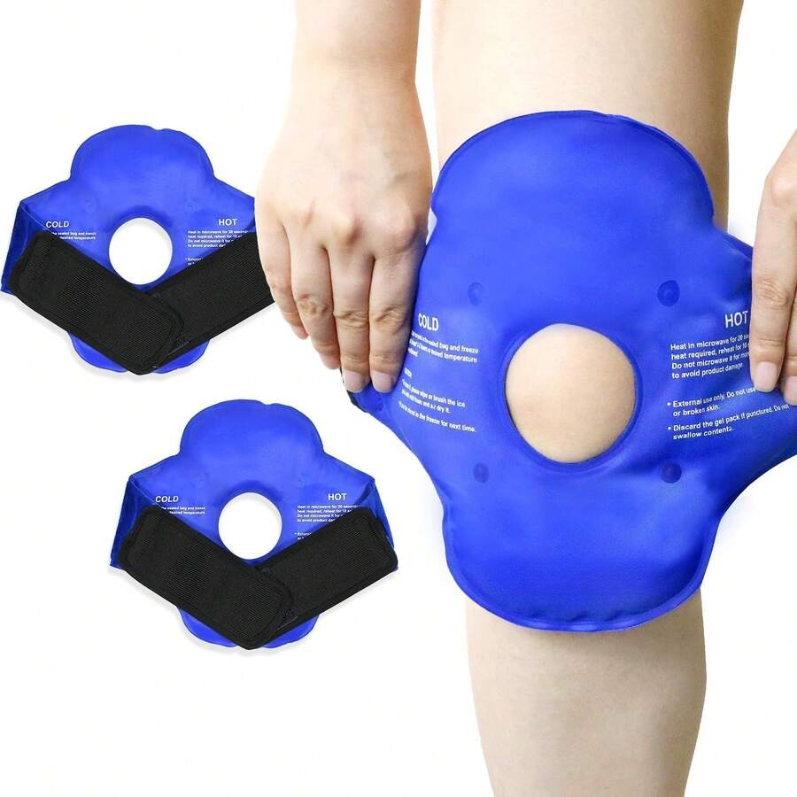 Extra-Large Reusable Knee Cold Pack Ice Bag – Nylon Hot/Cold Compress With Elastic Strap For Knee, Wrist, Ankle & Foot – Durable Nylon Fabric, Adjustable Strap, Cooling & Warming For Sports Relaxation & Recovery