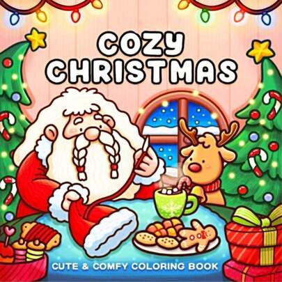 [Cadeau de Noël] 1 pièce Livre de coloriage COZY CHRISTMAS Livre de peinture graffiti pour enfants Coco mettant en vedette des créatures adorables et effrayantes. Livre de peinture Montessori Jouets de dessin Cadeau créatif Facile à colorier avec des lignes épaisses. Un livre de coloriage audacieux et simple pour adultes et adolescents mettant en vedette des plantes. Livre de coloriage pour adultes Jouets pour filles Jouets de voyage Jouets de coloriage