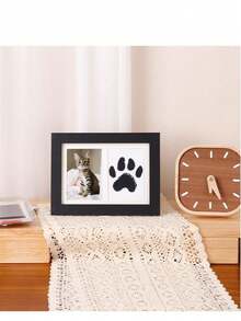 1pc DIY Pet Paw Print Photo Frame, Dog, Cat And Pet Paw Print Memorial Set And Frame Memorabilia Paw Print Clay Mold, Pet Paw Print Pattern Memorial Set Gift, Photo Frame Memorabilia For Pet Lovers - Multicolor - View 10