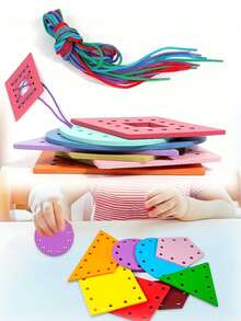 8pcs Wooden Beaded Toys - Educational Puzzle Toys, Various Shaped Beads, Suitable For Early Education. Ideal Gift For Children's Birthday, Halloween And Christmas.