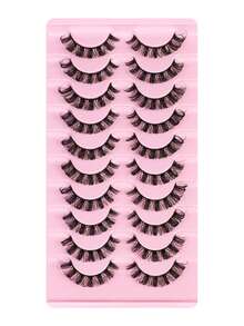 20 对全条睫毛 D 卷假睫毛蓬松仿貂毛睫毛适合日常派对约会婚礼化妆使用 - 黑色 - 查看 9