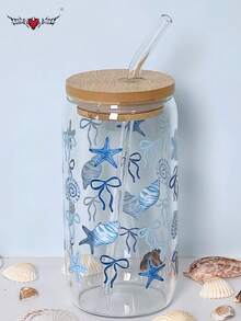 Cốc thủy tinh có ống hút hình bướm và vỏ sò, cốc có ống hút hình chai, cốc có ống hút Matcha - Món quà tuyệt vời nhất cho bạn bè! - Nhiều màu - Xem 2