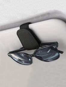 Multi Function Car Sunglasses Clip, Sunglasses Holders For Car, Magnetic PU Leather Fashion Glasses Holder For Car Visor,Sunglass Holder Organizer Visor Clip, Stylish Round Frame Organizer ,Car Interior Accessories, Magnetic Glasses Clip, Ticket Clip For Car