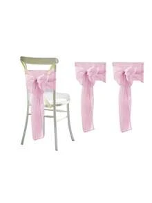 2件/4件/6件/10件粉色薄纱蝴蝶结椅套，轻盈白色面料户外婚礼椅装饰，适用于婚礼、生日派对椅装饰，米色、白色、秋季装饰、房间装饰、返校季、学校用品